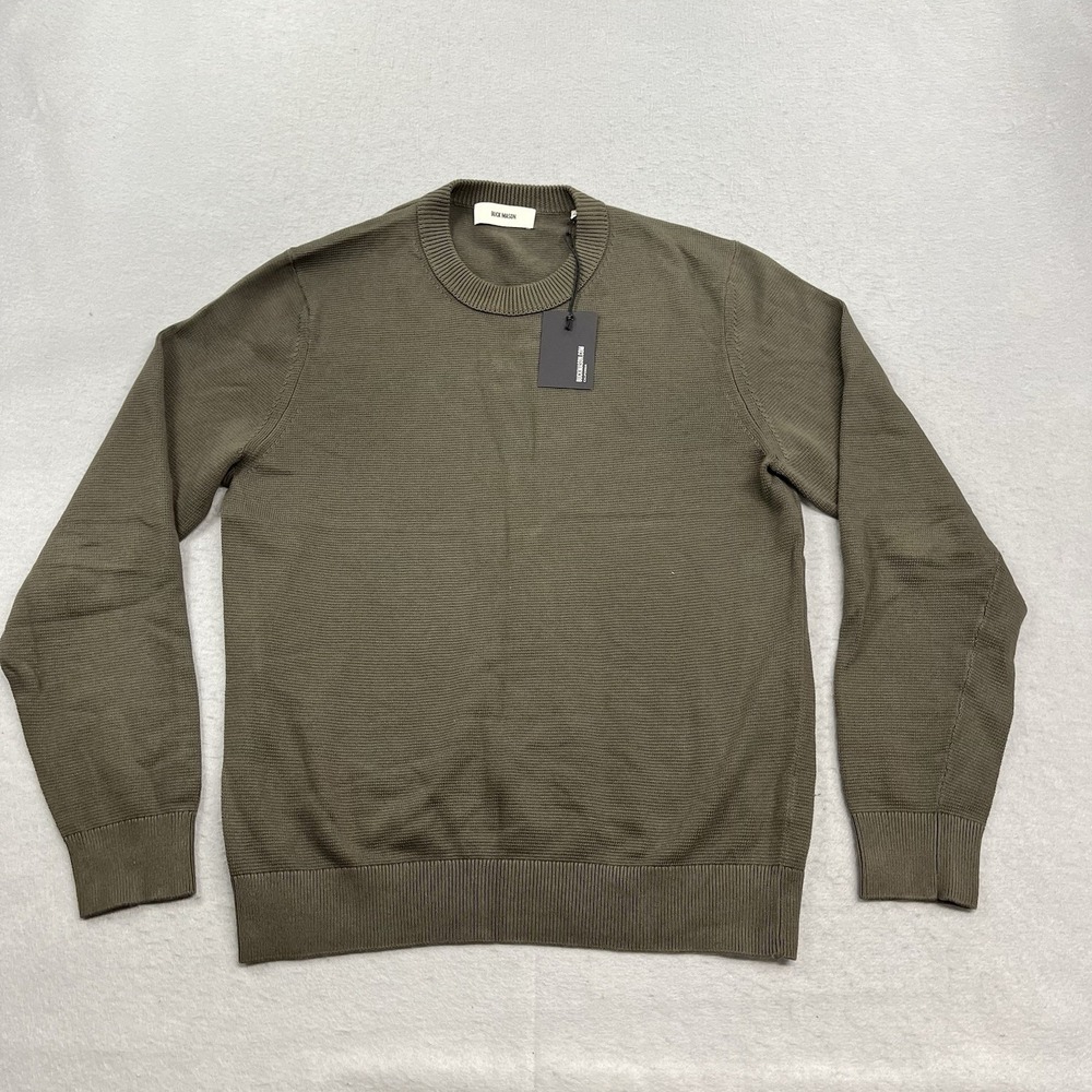 Buck Mason Shirt Mens Medium Dark Olive Vintage Dyed Cotton Traveler Sweater